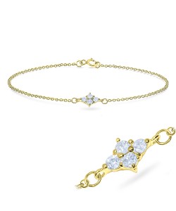 CZ Setting on Flower Bracelet BRS-572-GP